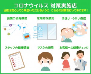 コロナウイルス 対策実施店