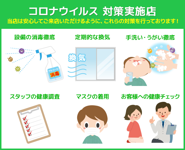 コロナウイルス 対策実施店
